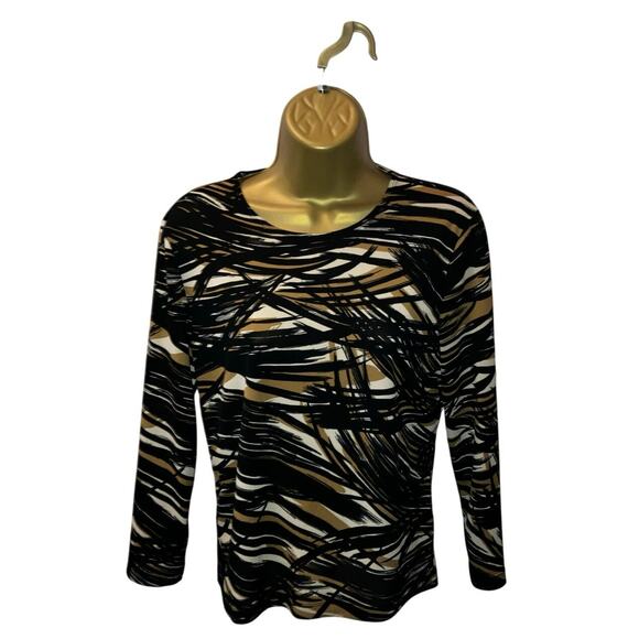 Jones New York - Women’s - Size Medium - Black Brown and Tan Lightweight Blouse - Picture 1 of 6